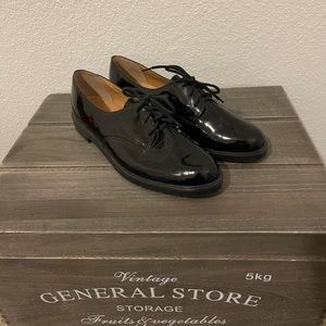 Vintage Hush Puppies Black Leather Oxford Shoes 9M